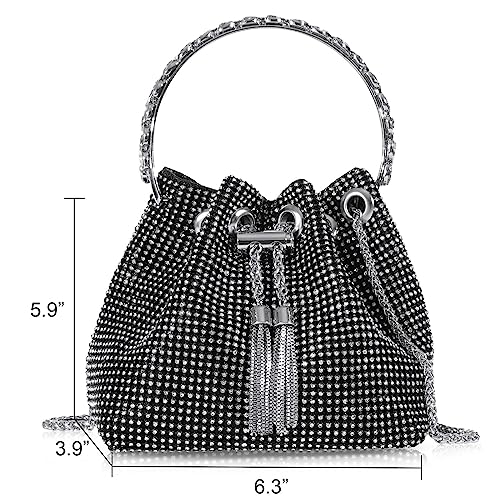 Image of Desy & Feeci Bling Rhinestone Purse for Women, Glitter Clutch Handbag Bucket Evening Bag for Girls Wedding Party