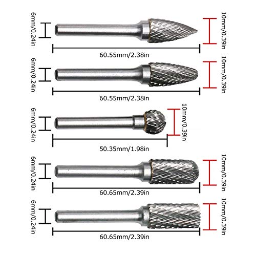 Set de 5 fresas de molienda de acero tungsteno miniatura 3