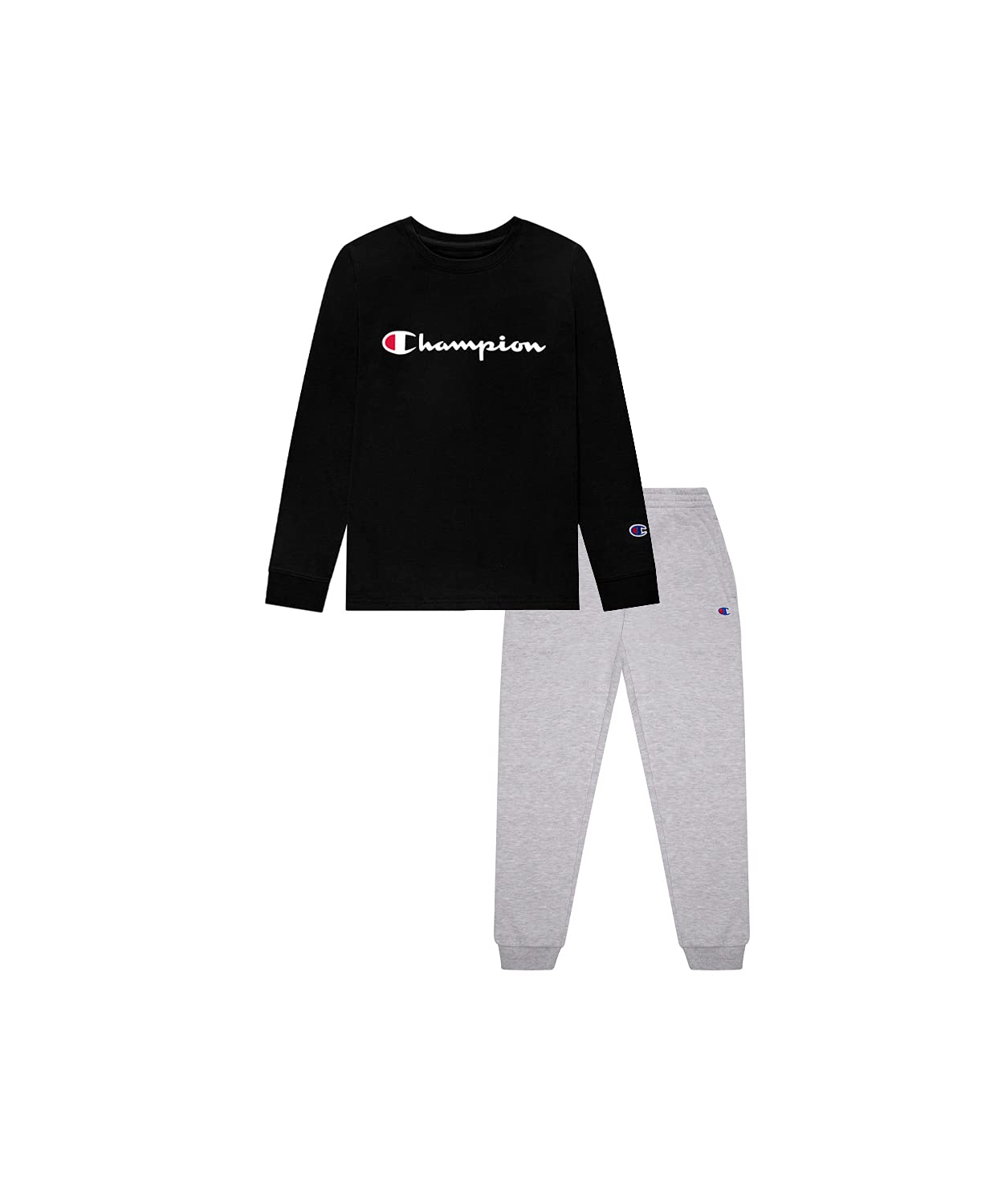 Kids Boys Long Sleeve Hooded and Crew Neck Tee Shirt and Fleece Jogger Sweatpant 2 Piece Set Kids Clothes