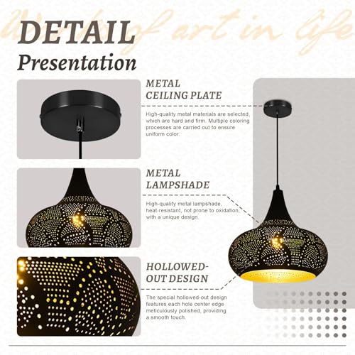 Image of Vintage Black Pendant Light Set of 2, Moroccan Living Room Hanging