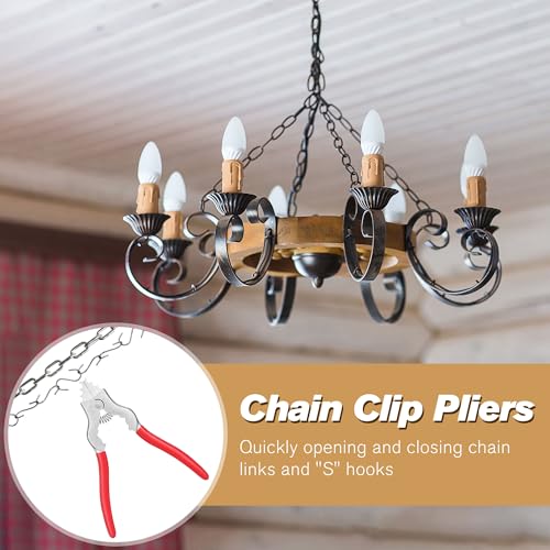 Image of 2 Pcs Chain Pliers, 7 Inch Fixture Link Pliers, Malleable Iron Chain Pincers, Opener Closer Remover Pincers, Light Link Tool with Rubber Grip for Chandelier Shackle Light Fixture Accessories, Red