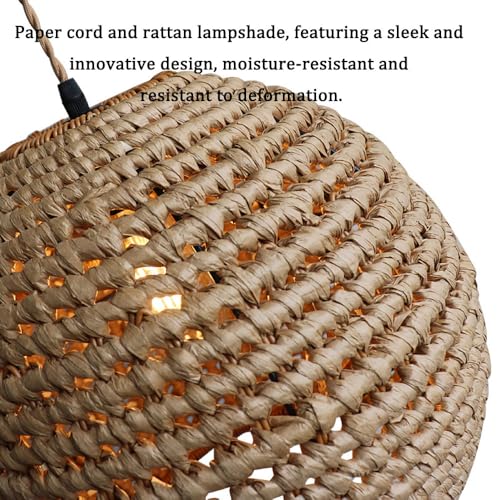 Lustre rustique suspension en rotin tressé à la main - 6