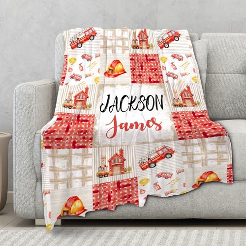 Image of Personalized Fire Trucks Firefighter Custom Baby Blanket Gifts for Boys Girls Super Soft Blanket Swaddle Newborn Cozy Receiving Blanket Stroller Throw 40x30 in for Puppy