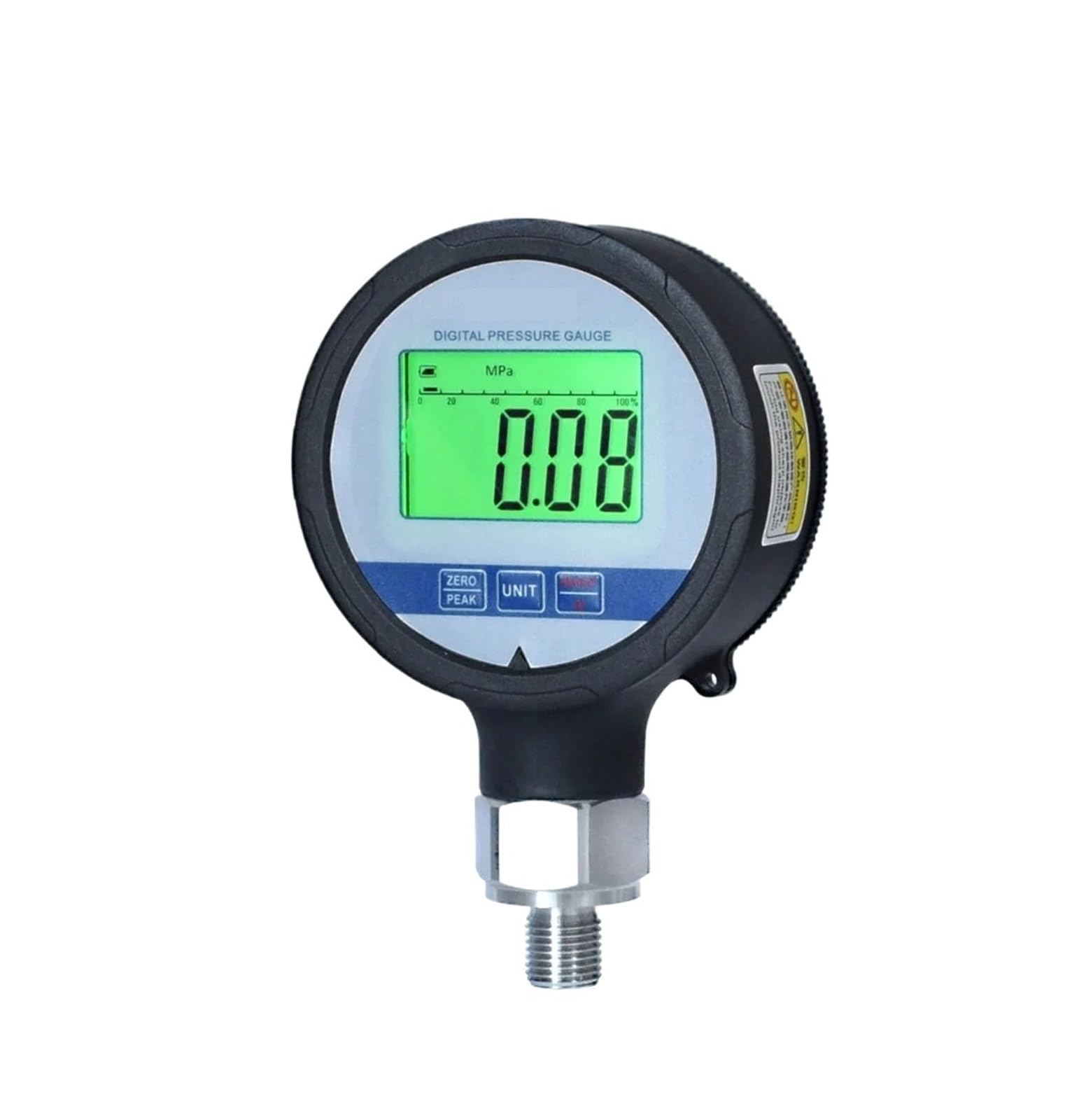 Manómetro Digital para Agua, Aire y oxígeno hidráulico, con precisión de 1% FS, Resistente al Agua IP65, diámetro de 80 mm (0-1,6 MPa).