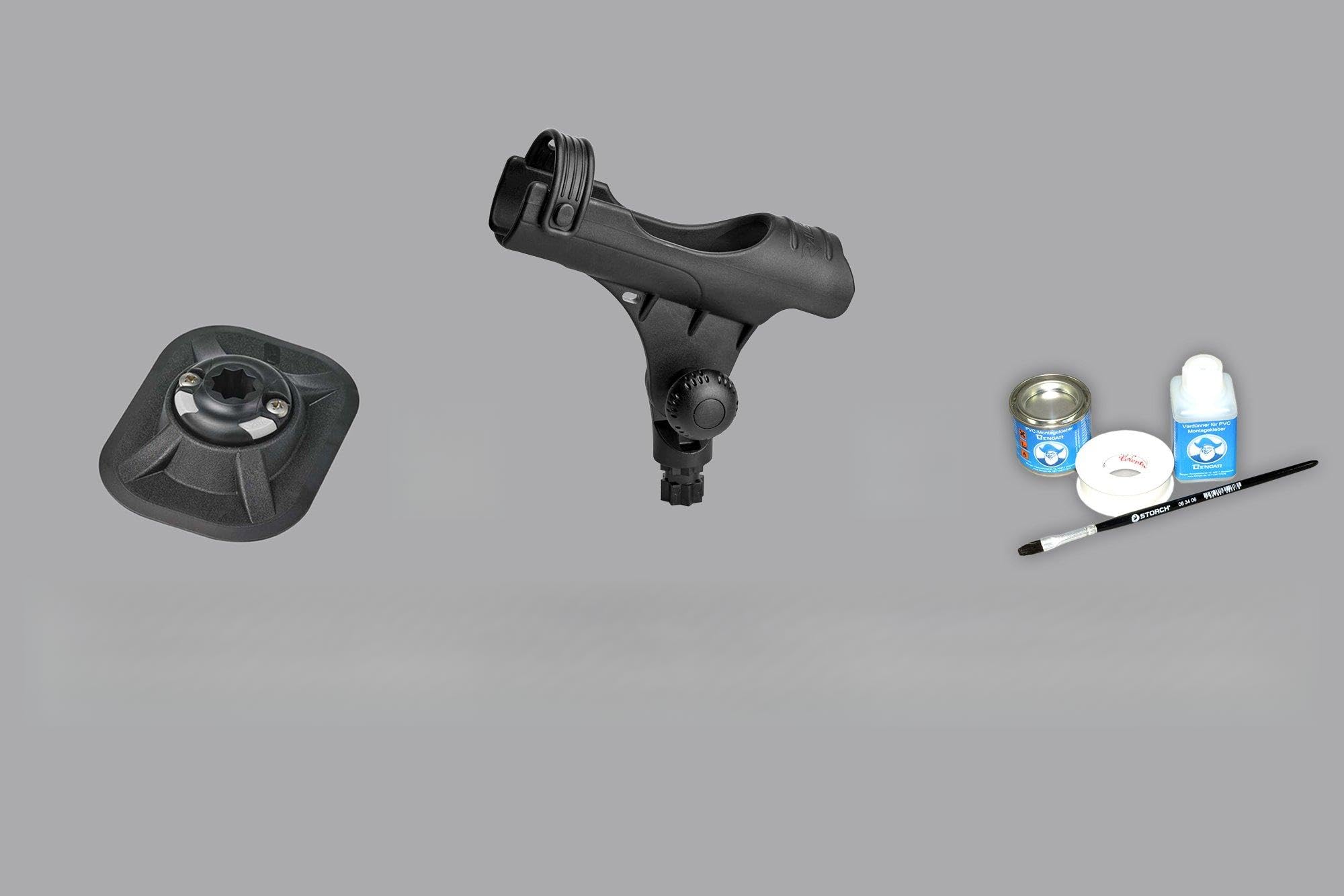 Set: Rod Holder R + Ribport + Kleber Kit, (schwarz) Railblaza Rutenha 03-0011-11