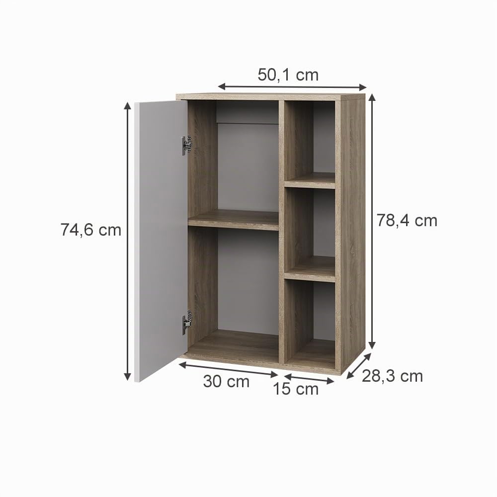 Vicco Hängeschrank Berno, Sonoma/Weiß, 50.1 x 78.4 cm