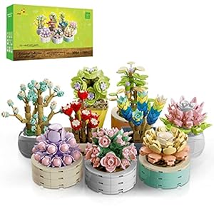 JMBricklayer Succulent Flowers Botanical Collection Building Set, Mothers Day Flowers Gifts for Mom, Plants Office Home Decor Bonsai, Creative Toys Building Project for Adults, Gifts for Girls Women