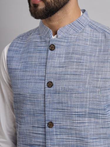Image of LATEST CHIKAN Men's Traditional Cotton Solid Nehru Jacket /Waistcoat
