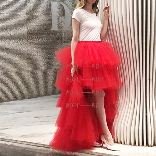 WDPL Women's Puffy Wedding High Low Layered Tulle Asymmetrical Night Out Skirt4