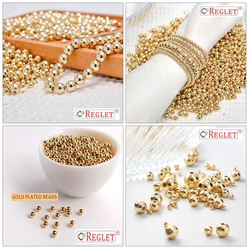 Image of 1800 Pcs Golden & 1800 Pcs Off White Pearl Beads for Jewellery Making Kit - Plastic Beads for Bracelet Making Kit - Pearls for Craft - Sizes 4, 5, 6, 8, 10, 12MM - 360g