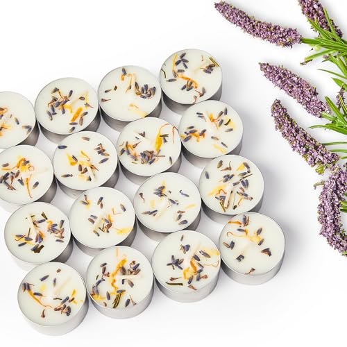 Crenovo Scented Tealight Candles 16 Pack Lavender Tea Candles 6-7h