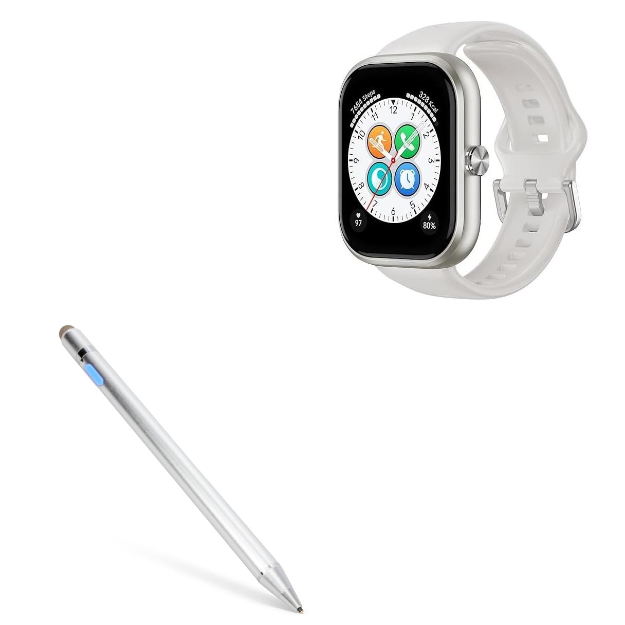 BoxWave Stylus Pen Compatible with Honor Choice Watch - AccuPoint Active Stylus, Electronic Stylus with Ultra Fine Tip - Metallic Silver