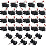 V TELESKY 30Pcs SPDT Micro Limit Switch Momentary Hinge Roller Lever Switches 3 Pins AC 250V 5A 1NO