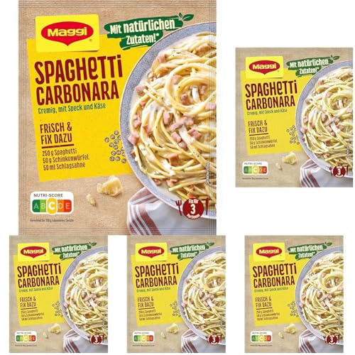 MAGGI Fix für Spaghetti Carbonara, Würzmischung, mit natürlichen Zutaten*, für 3 Portionen, 5er Pack (1 x 35g Packung)