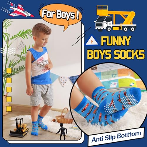 Baby Boys Grips Socks 12 Pairs Kids Toddlers Infants Anti Slip Non Skid Funny Cartoon Crew Breathable Cotton Socks4