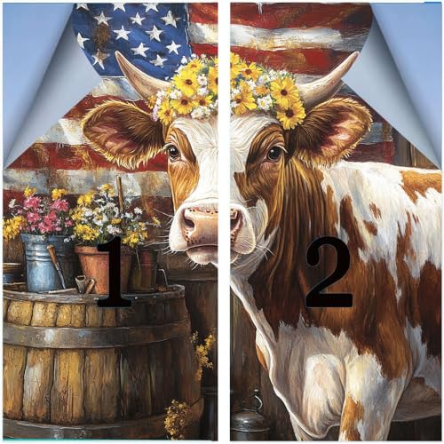 Vinilo decorativo para ventana Abstract Barn Cow 17.7x23.6 in x2 miniatura 3