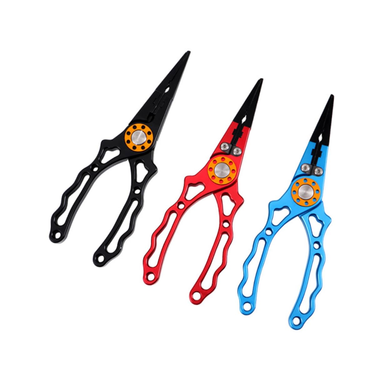Alicates de Aluminio para Pesca Multifunción con Cortador de Cable Removedor de Anzuelos y Cordón Anticaídas Herramienta de Pesca Resistente y Antideslizante Rojo