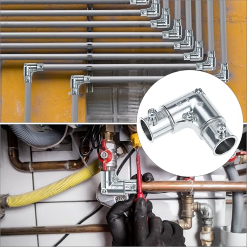 QWORK 1/2 Inch EMT Conduit Fittings Inside Corner Pull Elbow, 10 Pack 90 Degree Metal Conduit Capped Corner Coupling - Silver by QWORK - Used condition - Image 7