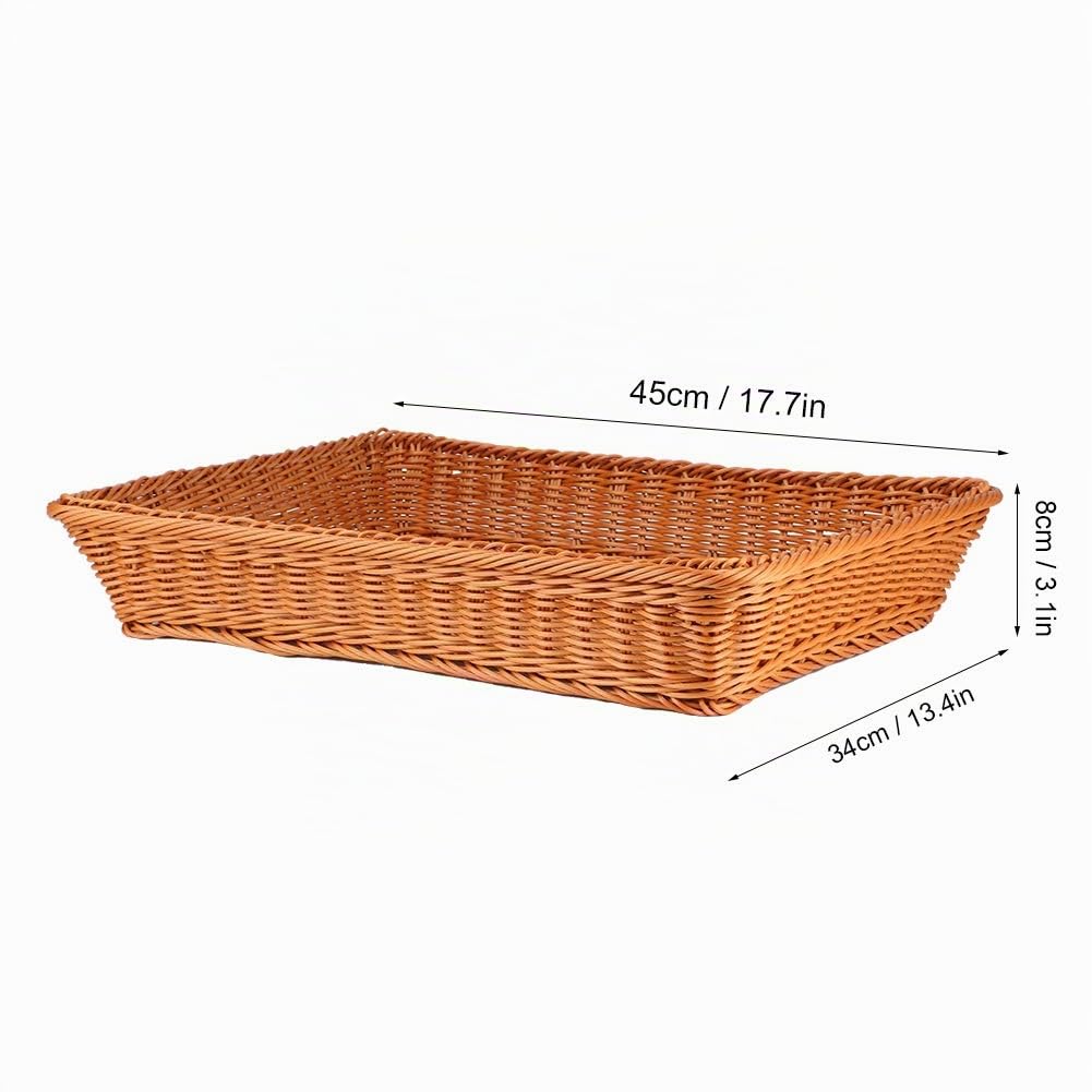 Jenngaoo Cestino Intrecciato in Rattan, Cestini Impilabili per il Pane e la Frutta, Rettangolari, Decorativi per Riporre Cibo al Ristorante, Casa e Cucina, Marrone