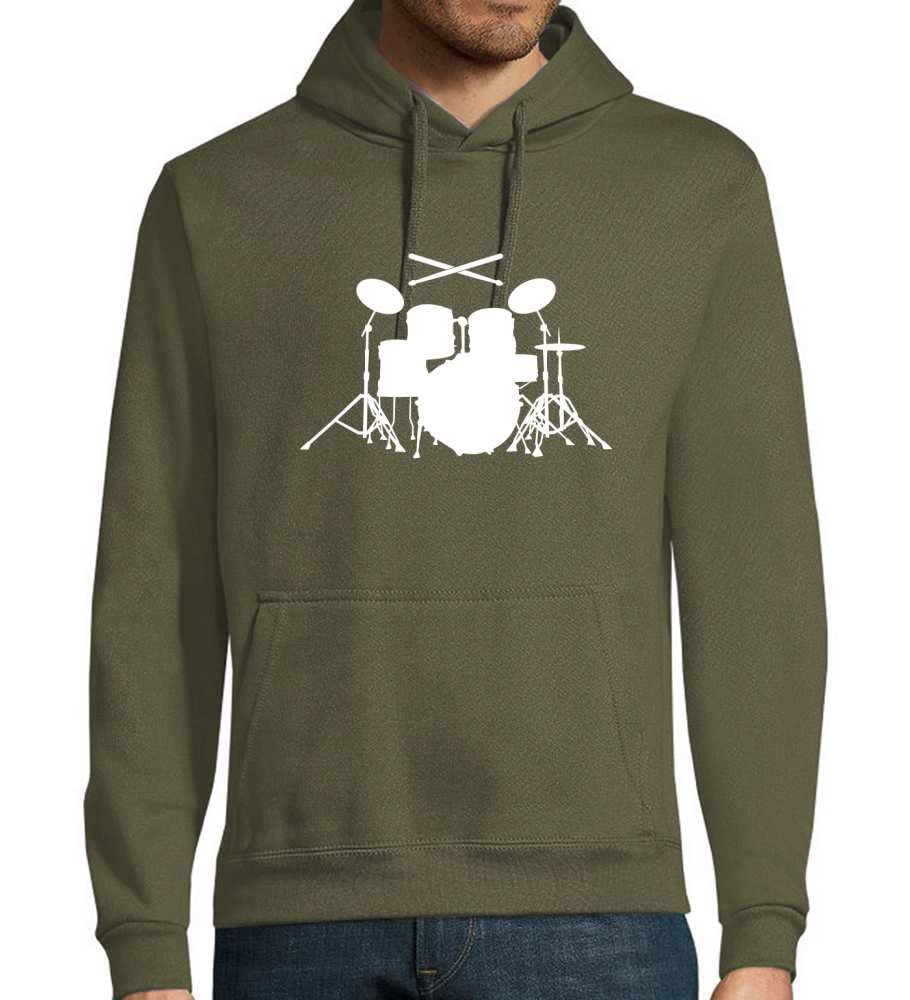 Perkusja z patyczkami męska bluza z kapturem, wojsko, 4XL