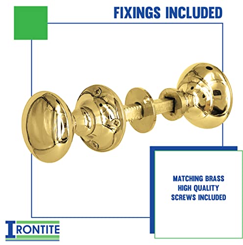 IRONTITE® PolishedBrass Rim Knobs for Doors and Victorian Door Knob with Matching Screws (RKB1) - Image 2