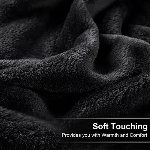Image of EASELAND Soft Lightweight Twin Size Fleece Blanket, Black, 66x90 inches | Breathable Cozy Texture, Plush Flannel Warm Fabric, Anti-Static, Machine Washable, for Bed, Couch, Sofa