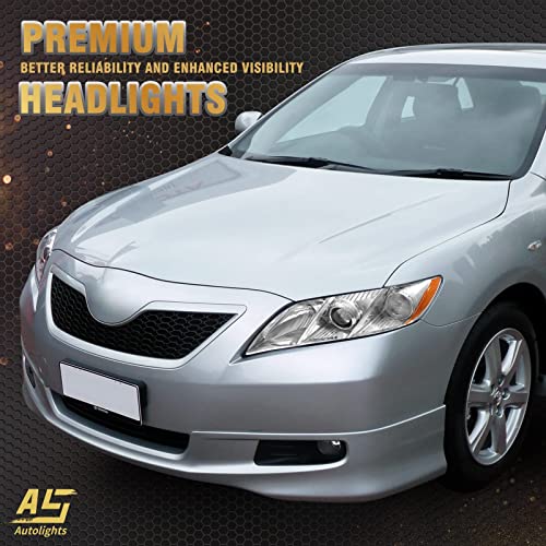 As 2007 2008 2009 Toyota Camry Headlight Assembly Headlamps For 07 08 09 Camry Exclude Hybrid Projector Left And Right Pair - Chrome Housing Clear Lens #TOP1