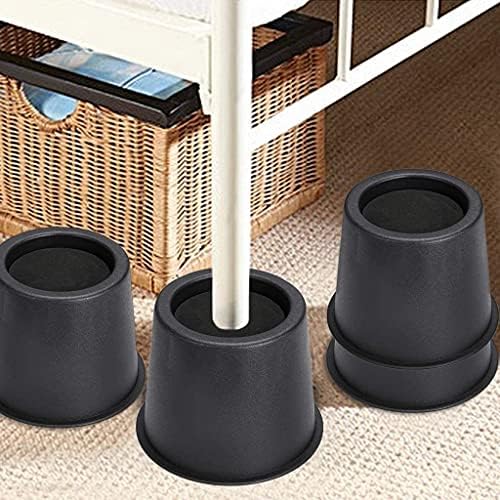 Tcatec Bed Risers 4 inch Round Heavy Duty Stackable Furniture Raiser Bed Sofa Chair Table Desk Leg Riser Lifter Elevatorset of 4 pcsBlack