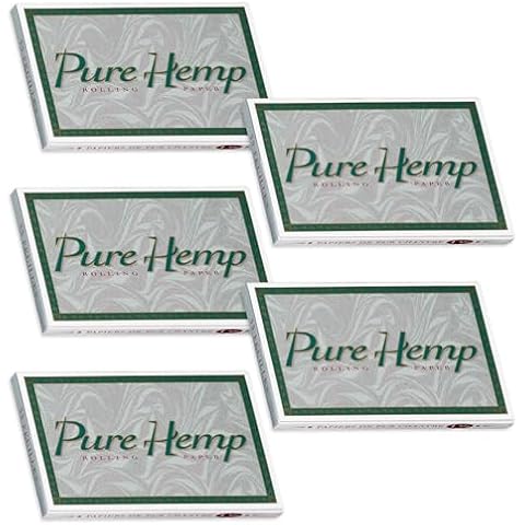 Pure Hemp Rolling Paper - 1 1/2 Size Cigarette Paper - Pack of 5 Booklets (33 Leaves Per Book!) Cover