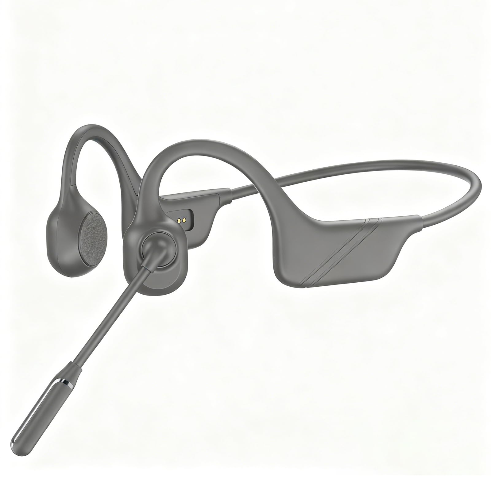 Meetings Open-Ear Headphones with Rotatable Noise-Canceling Boom Mic, Bone Conduction Bluetooth 5.4 Headphones with One-Touch Mute&amp;Magnetic Charging for All-Day Use,Perfect for Driving Learning
