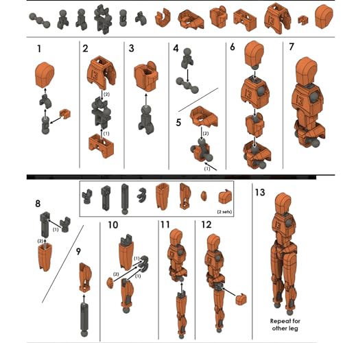 Image of TADCraft DIY Dummy 13 Action Figure and Battle Accessories | Fully Articulated Posable Robot Toy for Collection & Photography (Red)