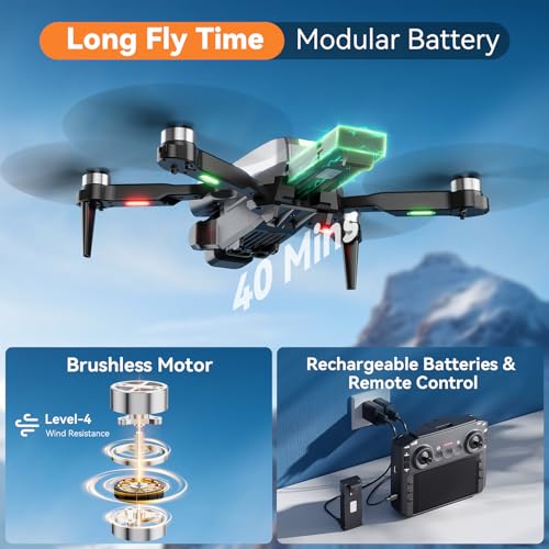 Drone with Camera - 4.5 inch LCD RC Screen and Brushless Motor Drone for Adults/Kids, Foldable 1080P HD RC quadcopter. Waypoint Fly, Altitude Hold, One Key Take Off/Landing, Gesture Selfie, 3D Flip, Long Flight Time - Image 5
