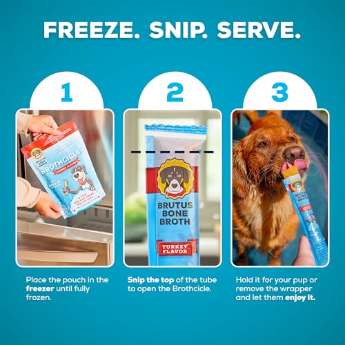 Image of Brutus Brothcicles Frozen Dog Treats - Turkey Flavor Dog Popsicle Snack, Hydrating Frozen Enrichment Treat with Superfoods,12 Fl Oz Pack of 1 (2 oz per Stick)