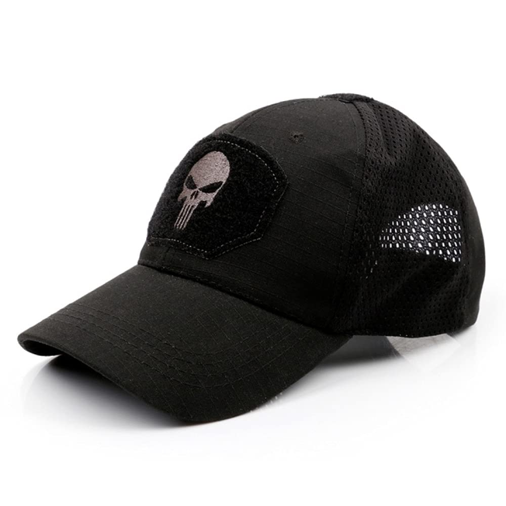 Men's Skull Mesh Baseball Cap Cool Fitted Tactical Breath Outdoor Sport Hats