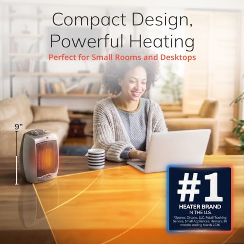 Lasko 9" Tabletop Ceramic Space Heater with Thermostat - Dark Gray - 754201 - image 2