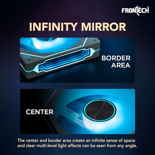 Image of Frontech 120mm ARGB Gaming Case Fan | Infinity Mirror | 1600 RPM High Airflow | 3+4 PIN Connector | Noiseless Operation | Hydraulic Bearing | PWM Control | 1 Year Warranty (CPF-0011BLK)