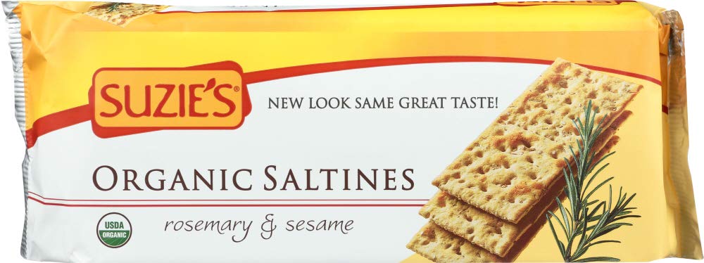 Suzie's, Organic Saltines Crackers, Rosemary & Sesame, Healthy Gourmet Baked Snack Goodies for Adults & Children - 12 Pack, 8.8oz Each