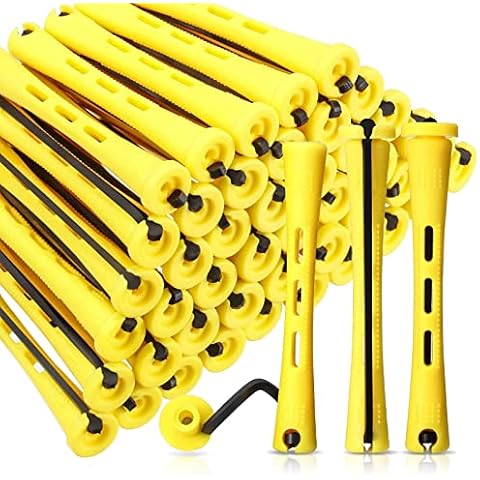 60 Stücke Haarwelle Stangen Rutschfest Haarrollen Kunststoff Kaltwellenstangen Kurz Lockenwickler Stange Cover