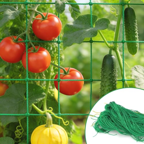 KINGLAKE Pea and Bean Netting 1.8x1.8m Green Garden Netting for Climbing Plant Nylon Plant Support Netting Trellis Net for Runner Bean Sweet Pea Climber Vegetables Flower Fruits