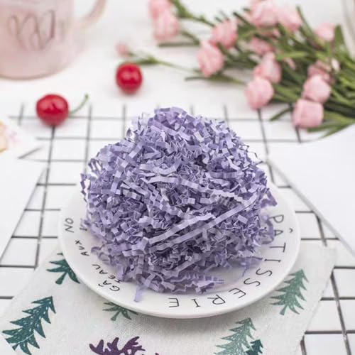 Image of 2 LB Light Purple Crinkle Cut Paper Shred Filler Great for Gift Wrapping, Basket Filling, Birthday, Wedding, Halloween, Thanksgiving, Christmas Day, New Year Party Decorations Filling Supplies