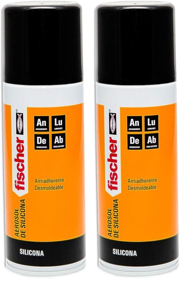 fischer - Aerosol de Silicona Multiusos 400ml | Lubricante Transparente para Superficies Porosas y No Porosas | Antiadherente, Limpiador y Protector | Uso Interior y Exterior (Paquete de 2)