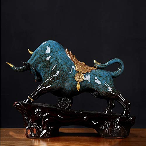 Amazon.co.jp: 家の装飾、雄大で強力な大きな角のある雄牛のセラミック