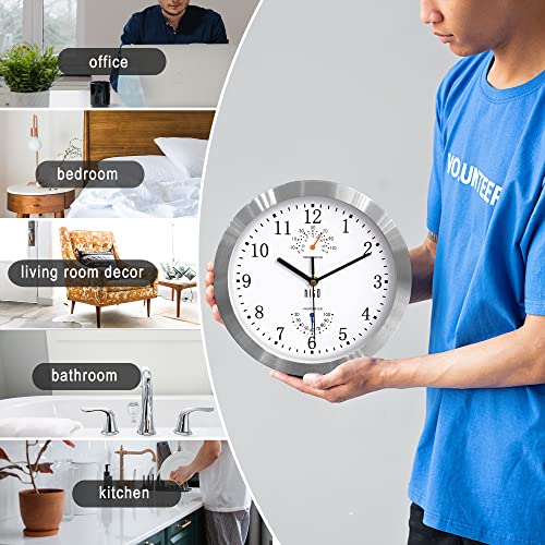 image for HITO 10 Inch Silent Wall Clock Battery Operated Non Ticking Glass Cove