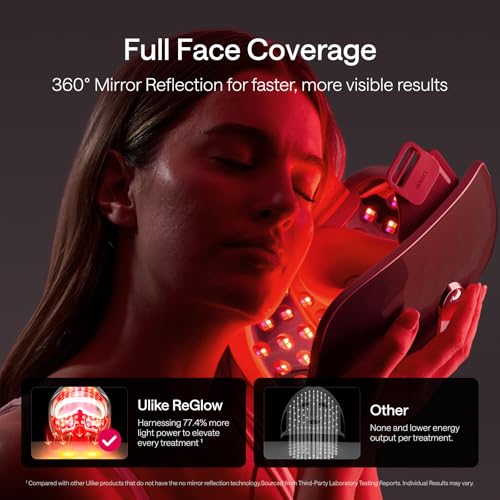 Ulike ReGlow LED Light Therapy Mask – LED Device for Treatment of Mild to Moderate Acne & Facial Wrinkles, Red, Blue, Yellow & Infrared Light Therapy, 272 LEDs, Eye Protection, Remote Control - Image 4