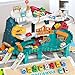 BLmukce Dinosaur Race Track Playset for Boys Kids 3-5, Dinosaur Climbing Hills Car Track Play Set with 10 Mini Racer Cars, Birthday Gift for 3 4 5 6 7 8 Year Old Boys Girls