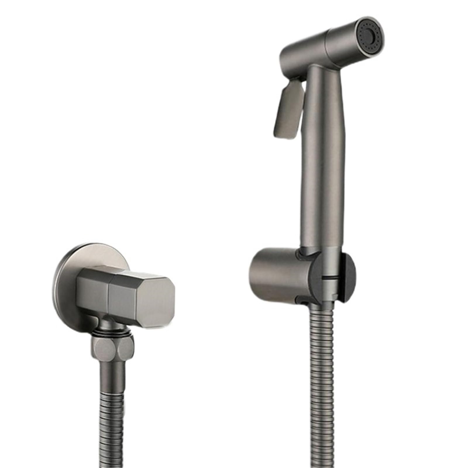 ZYCHSJXA Gunmetal Gray Bidet Sprayer Douche Toilet Kit Brushed Shower Head Copper Valve Set Jet Faucet GD12(Set A)