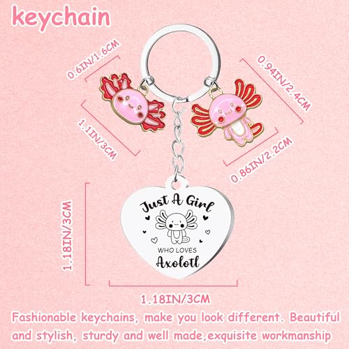 Cute Axolotl Gifts for Girls Keychain - Animal Lover Gift Just A Girl Who Loves Axolotl Keychains, Cartoon Axolotl Pendant Keyring for Women Valentines Day Birthday Present2