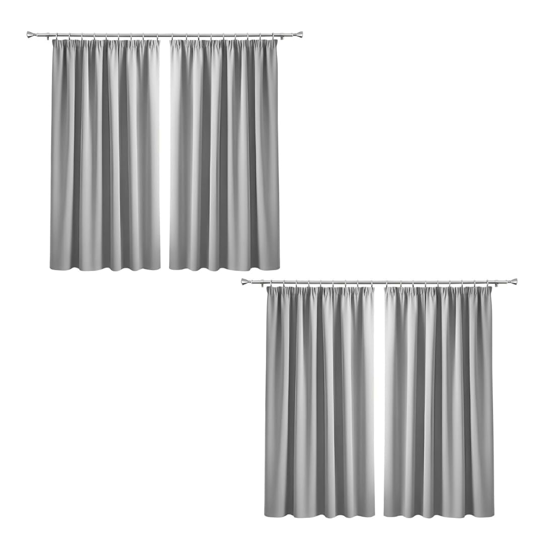 Imperial Rooms Blackout Curtains for Bedroom 46x54 Light Grey Curtain Privacy Protection Pencil Pleat Curtains Thermal Insulated Energy Saving Curtains for Living Room 4 Panel with Tiebacks