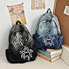 Y2K Star Rucksack, Grunge Goth Denim Büchertasche, Punk Emo-Rucksack für Damen und Herren, einzigartiger Gothic-Mode-Rucksack für den täglichen Gebrauch, Schwarz, 16.1x11.4x5.1inch #2