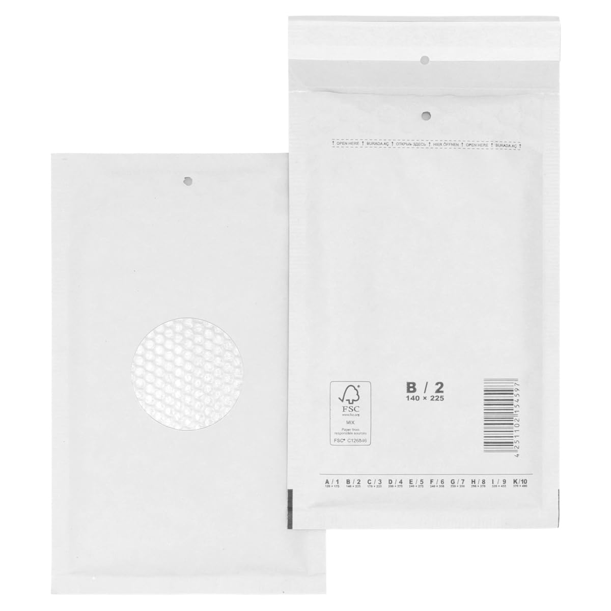 verpacking 800 Buste imbottite bianche 14 x 22,5 cm B2 - Buste pluriball, Buste con bolle